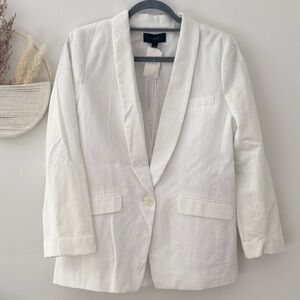 NWT J. Crew White 1 Button Linen Blend Blazer Jacket Size 6 New!